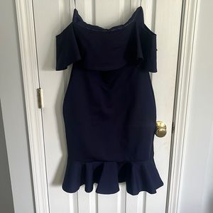 Off shoulder formal / wedding guest dress